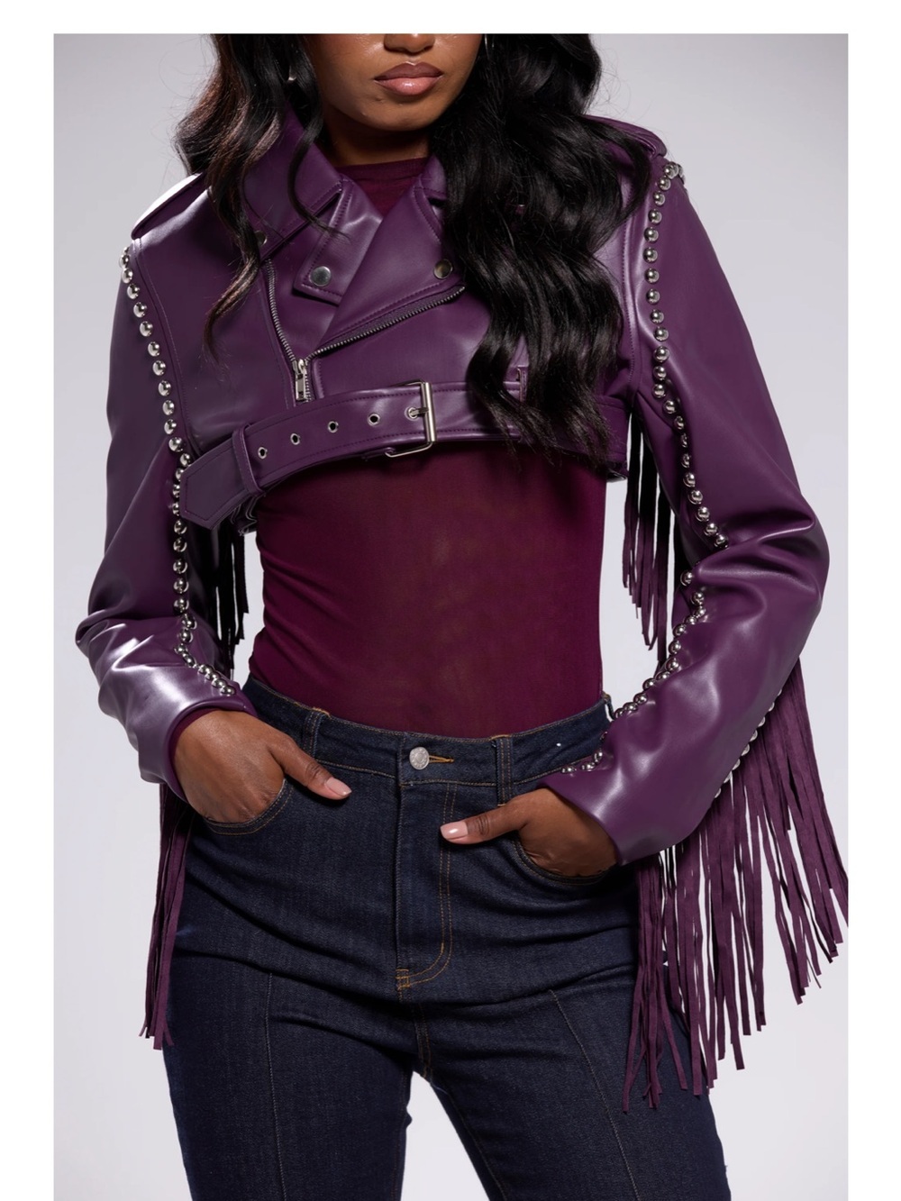 🔥🔥AKIRA HOLD EM CROPPED FRINGE MOTO